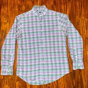 Polo Ralph lauren men’s small button down. Purple, green, blue and red plaid